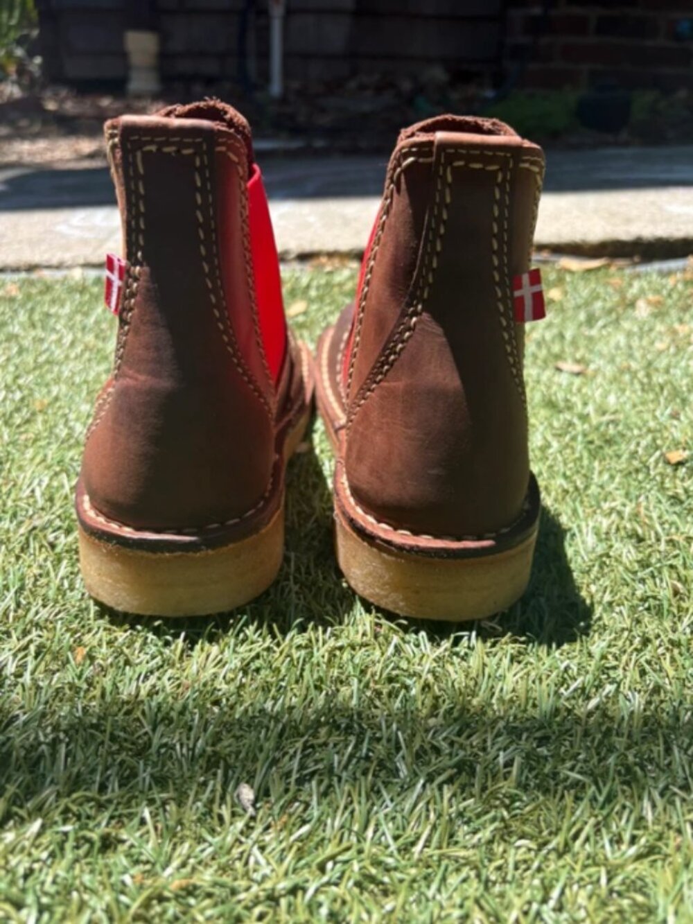 Duckfeet Brown Leather Chelsea Boots Red Elastic Side Panels EU 38 US 7.5 Handma - Picture 7 of 10